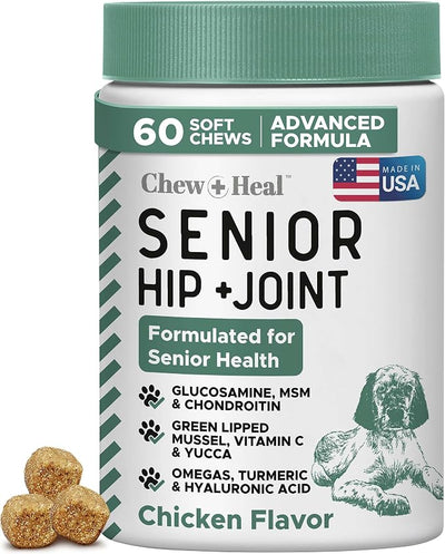 Glucosamine for Senior Dogs Hip and Joint Supplement, 60 Mobility Chews | Made with Glucosamine, MSM, Chondroitin, Green Lipped Mussels and More