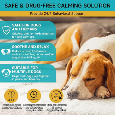 Woyamay Dog Calming Diffuser Refills - 6 Pack Dog Pheromones Calming Diffuser for Dog Anxiety Relief, Dog Pheromone Diffuser, 180 Days Pheromone Diffuser to Calm Dogs, Fits All Common Diffuser Heads