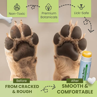 Handy Hound Paw Butter Dog Paw Balm for Dry Cracked Paws, Lick Safe, 1 oz | All natural nourishing balm soothes paws, nose and dry skin, mess-free twist-up stick, made in the USA
