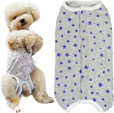 Dog’s Recovery Suit Post Surgery Shirt for Puppy, Wound Protective Clothes for Little Animals(Grey Stars-xs)