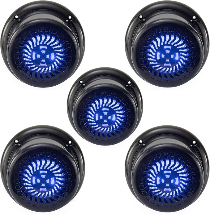 RecPro RV Flush Mount Speaker | Exterior 5.25" Black Wavy Blue LED | Waterproof (5 Pack)
