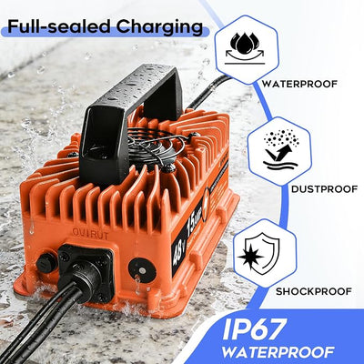EPOWREY 48 Volt Golf Cart Battery Charger 15 AMP for Club Car Precedent & DS Series with 3-Pin Round Plug- Lead Acid