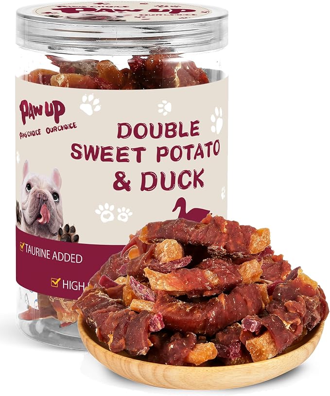 PAWUP Duck & Sweet Potato Duo Dog Treats, Soft Chews for Small & Medium Dogs, High Protein & High Fiber, Gentle on Sensitive Stomachs, Natural Daily Snack with Taurine, 12.5 oz