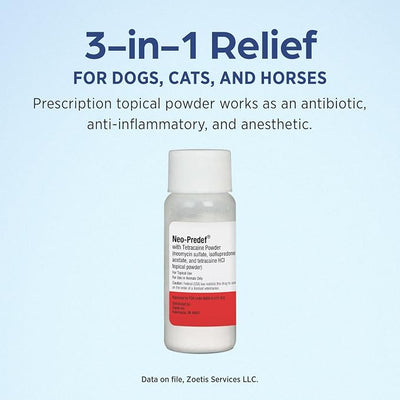 Neo-Predef with Tetracaine (neomycin sulfate, isoflupredone Acetate, tetracaine Hydrochloride Topical Powder) for Dogs & Cats, 15 gm