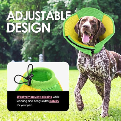 AOFITEE Large Dog Cone - Soft Dog Cone Stop Licking, Adjustable Extra Large Cones Dogs for Wound Healing, Pet Elizabethan Cones Collar After Surgery, XL Fabric Pet E-Collar, YellowGreen X-Large