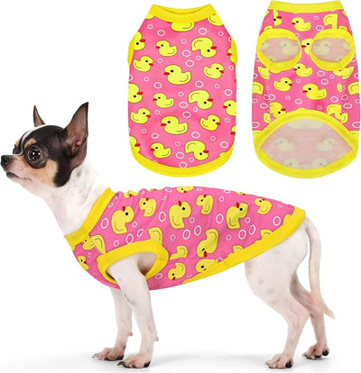 Adorable Yellow Duck Dog Shirt: Lightweight Polyester Cartoon Puppy Vest, Small Medium & Large Dog T-Shirt, Summer Pet Clothes, Cute Dog Apparel, Breathable Dog Tank Top Pink S