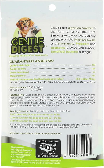 ARK NATURALS, Cat Dog Chews Gentle Digest, 3.2 Ounce