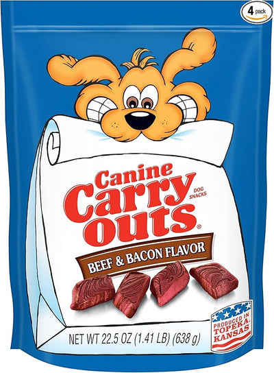 Canine Carry Outs Dog Treats, Beef & Bacon Flavor, 22.5 Ounce (Pack of 4)