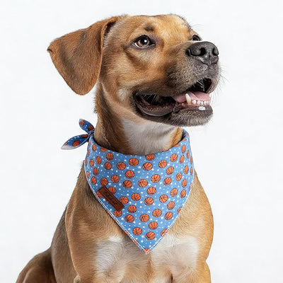 Basketball Dog Bandana - Soft Blue Spring Summer Dog Neck Scarf, Cute Pet Bib for Puppy Kitten, Playful Photo Dogs Cats Prop for Daily Use Parties & Pet Photography S