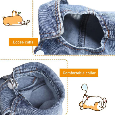 SILD Pet Clothes Dog Jeans Jacket Cool Blue Denim Coat Small Medium Dogs Lapel Vests Classic Hoodies Puppy Blue Vintage Washed Clothes