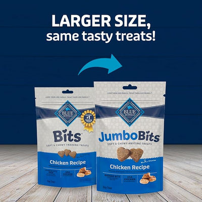 Blue Buffalo Jumbo Bits, Soft & Chewy Anytime Treats, Chicken Recipe, Natural Dog Treats Mineral Enhanced for Flavor, 11 oz. Bag (Pack of 6)