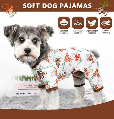 Dog Pajamas Spring Summer Dog Clothes for Small Medium Dogs Girl Boy Cute Soft Puppy Pjs Clothes Doggie Onesies Cat Pet Jammies Outfit (Brown,L)