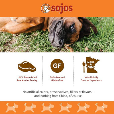 Sojos Simply Freeze Dried Dog Treats, Grain Free, Natural, Beef Recipe, 4 oz Bag