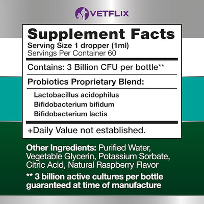 Premium Probiotics Liquid for Dogs, Cats, Puppies and Kittens, 2 Fl Oz | Digestive Enzymes, Prebiotics Supplement, Supports Digestive Health, Gut Balance