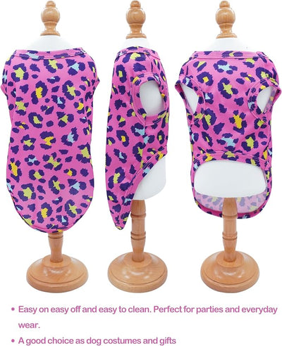 PET SHOW 4 Pack Paw Bone Printed Dog Clothes Shirts Soft Vest Lightweight Sleeveless Cats Doggies T-Shirts Puppies Tank Top Tee for Small Medium Dogs White Black Pink Blue (Large, Pink for Girls)