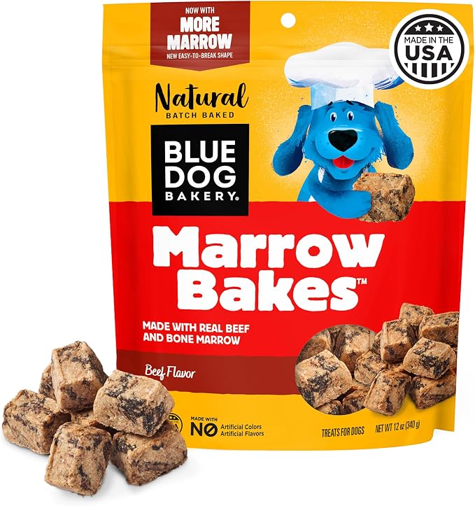 Blue Dog Bakery MarrowBakes Snacks | Small, Crunchy Beef Flavor Treat | Natural Healthy Dog Treats, 12 oz (Pack of 1)