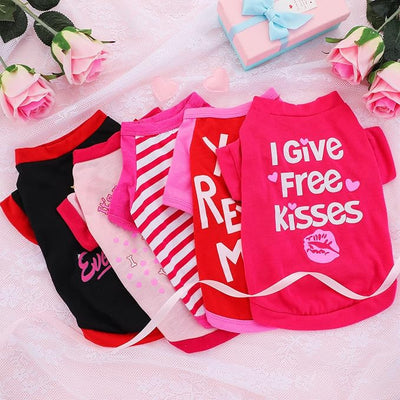 Weewooday 5 Pieces Valentine‘s Day Dog Shirt for Small Dogs Girl Small Dog Puppy Clothes for Chihuahua Yorkie Bulldog Schnauzer Breathable Shirt Vest(Medium)