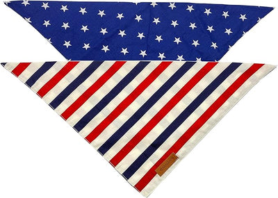 Realeaf 4th of July Dog Bandanas 2 Pack, Reversible American Flag Pet Scarf for Boy and Girl, Premium Durable Fabric, Patriotic Bandana for Large and Extra Large Dogs (X-Large)
