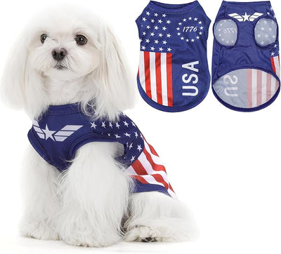 American Flag Inspired Dog Vest: Perfect Dog Shirt, Ideal Tank Top for Everyday Wear, Independence Day Celebrations Quality Materials for a Cute and Stylish Look Blue USA XXL
