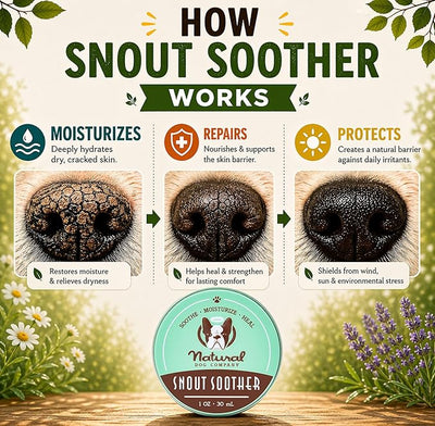 Natural Dog Company Snout Soother Dog Nose Balm – Moisturizer for Dry Crusty Noses, Summer Care for Outdoor Dogs, Hot Weather, Beach Days & Walks with Coconut Oil & Shea Butter, 1 oz Tin
