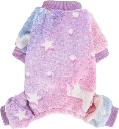 Sebaoyu Dog Pajamas for Small Dogs, Glow in Dark Spaceship Stars Moon Doggy Sweater, Super Soft Velvet Material Chihuahua Yorkie Tiny Doggie Clothes Outfits (X-Small)