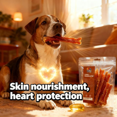 TailParty Turkey Tendons for Dogs with Fish Oil & Taurine, All Natural Dental Chews & Training Treats, Long Lasting Snack for Health-Conscious Pet Owners(Strip, 3 oz)