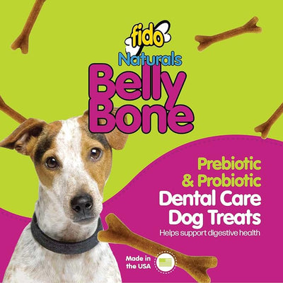 Fido - Belly Bones for Dogs, 13 Yogurt Flavor Small Dog Dental Treats (Made in USA) - 13 Count Dog Treats for Small Dogs - Plaque and Tartar Control for Fresh Breath, Digestive Health Support