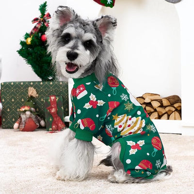 XPUDAC 4 Pack Dog Christmas Pajamas Stretchy Dog Clothes for Small Medium Dogs Girl Boy Christmas Puppy Outfit Pet Jumpsuits Pjs Winter Cat Costume, XS