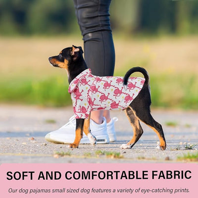 Dog Shirts for Small Dogs Puppy Pajamas Cute Pet Clothes Soft Button Down T Shirt Summer Outfit (Pink Monkey, L)