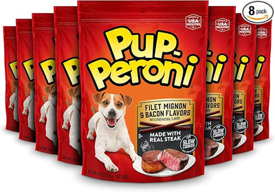 Pup-Peroni Filet Mignon & Bacon Flavor Dog Treats, 5.6 Ounce (Pack of 8)