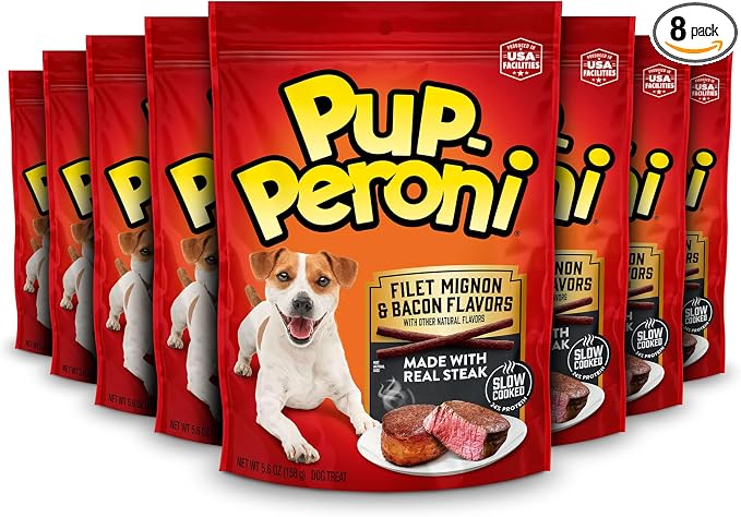 Pup-Peroni Filet Mignon & Bacon Flavor Dog Treats, 5.6 Ounce (Pack of 8)