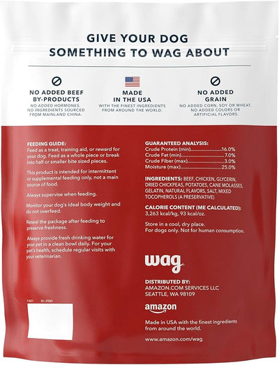 Amazon Brand - Wag Soft & Tender American Jerky Dog Treats – Beef Recipe (12 oz)