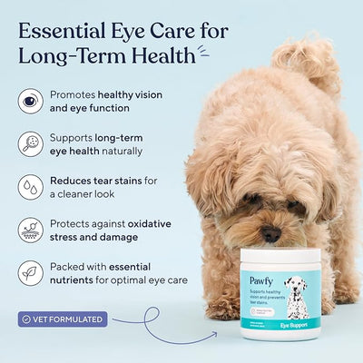 Pawfy Eye Support Soft Chews | Prevent Tear Stains | Support Eyesight | Overall Eye Health | with Luthein, Krill Oil & Astaxanthin