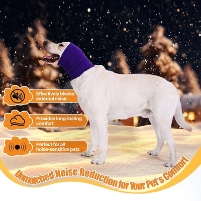 Dog Calming Band Cat and Dog Anxiety Relief Cover,Double Layer Thickened Pet Ears Elastic Neck Band Noise Cancelling Ear Muffs for Anxiety Relief/Noise Protection,Grooming,Thunder,Fireworks