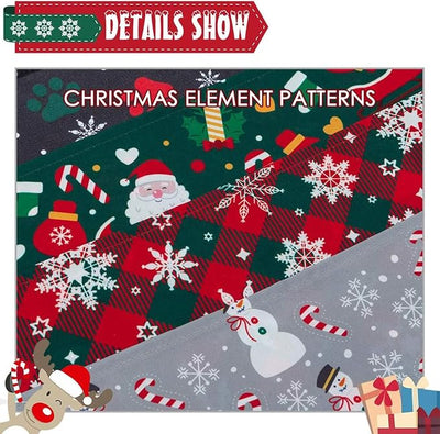 SCENEREAL Christmas Dog Bandana 4 Pack - Soft and Breathable Pet Triangle Scarf Bibs, Full of Chirstmas Element Patterns Dog Bandanas for Dogs and Cats