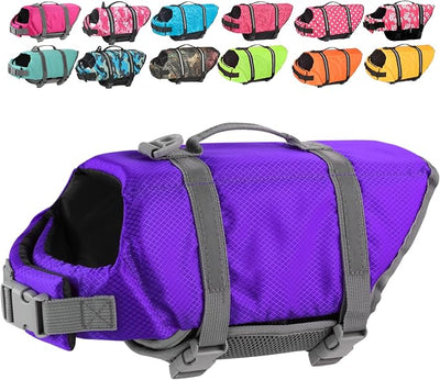 Doglay Dog Life Jacket with Rescue Handle, Dog Life Vest for Swimming Boating, Adjustable Reflective Puppy Swim Vest with Superior Buoyancy for Small Medium Large Dogs