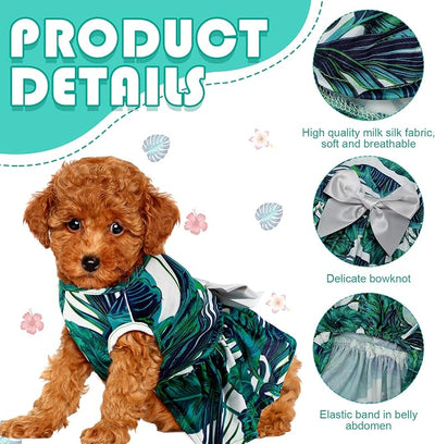 LEIFIDE 8 Pcs Summer Themed Hawaii Dog Dresses Holiday Flamingo Fruit Floral Pattern Pet Skirts Hawaii Puppy Princess Dresses Outfits Bowknot for Girl Dogs Cats Beach(Large)
