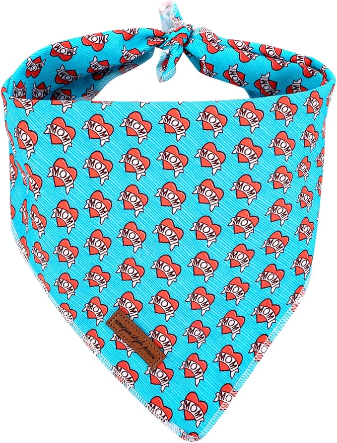 Unique style paws Valentine's Day Dog Bandanas Cotton Blue & Red Triangle Dog Scarfs for Small Medium Large & Boys Girls Dogs-L