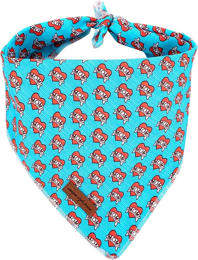 Unique style paws Valentine's Day Dog Bandanas Cotton Blue & Red Triangle Dog Scarfs for Small Medium Large & Boys Girls Dogs-S