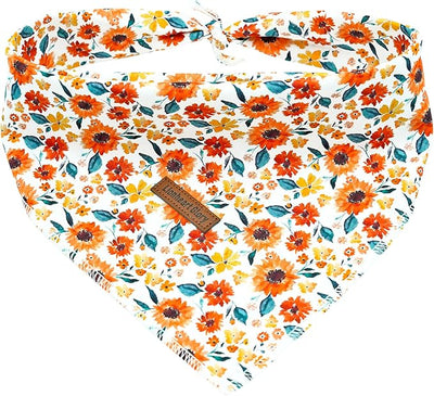 Lionheart Glory Gerbera Floral Dog Scarf, Square Adjustable Bandana for Small Dogs, 1 Pack, Washable, Soft