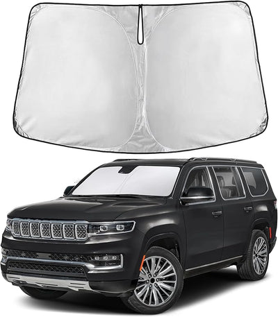EcoNour Windshield Sunshade Compatible for Jeep GrandWagoneer 2022-2024 2025 2026, Sun Visor for Front Windshield & Window Sun Shade Cover, UV Heat Blocker & Protector, Car Accessories