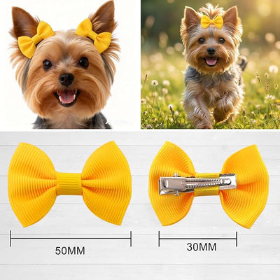 QingHan Hair Bows for Small Dog - 2 inch Pet Bowknots 60pcs (30 Pairs) - Puppy Dogs Grooming Hair Accessories - Dog Hair Clips for Yorkie, Maltese, Shih Tzu