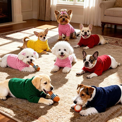 Small Dog Thermal Pullover Sweater, Classic Turtleneck Cable Knitwear Dog Clothes for Cold Weather Warm Pet Clothes for Chihuahua, Bulldog, Dachshund, Pug Pink XX-Large