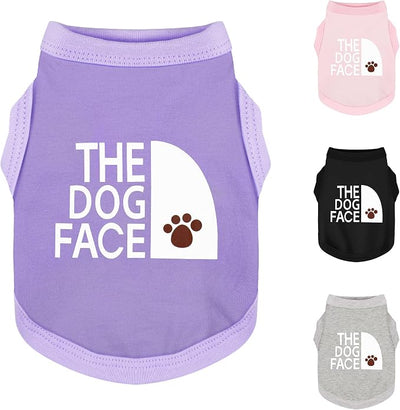 Personality Canine Attire: Soft, Lightweight Cotton Dog Clothes with 'The Dog Face' Print. Small and Medium Breeds, Perfect for Everyday Wear, Comfortable and Breathable Dog Shirt Purple XL