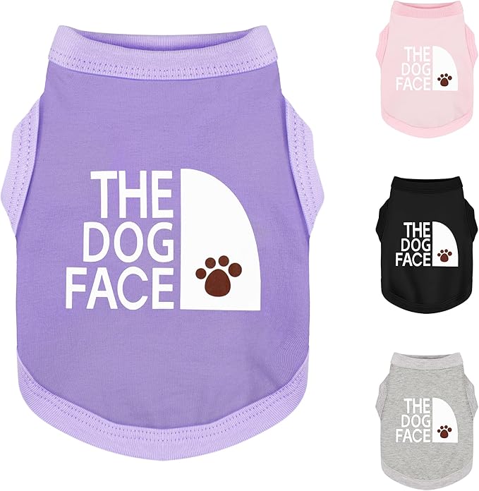 Comfortable and Breathable Dog Shirt: Soft, Lightweight Cotton Dog Clothes with 'The Dog Face' Print, Perfect for Everyday Wear, Small and Medium Breeds - Personality Canine Attire Purple XXL