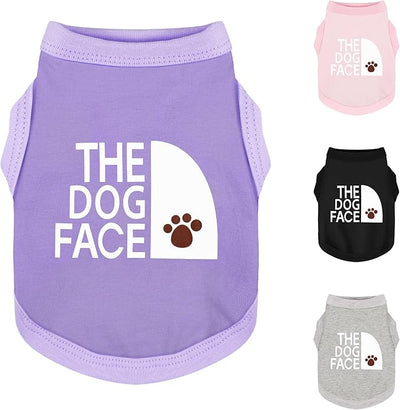 Comfortable and Breathable Dog Shirt: Soft, Lightweight Cotton Dog Clothes with 'The Dog Face' Print, Perfect for Everyday Wear, Small and Medium Breeds - Personality Canine Attire Purple XXL