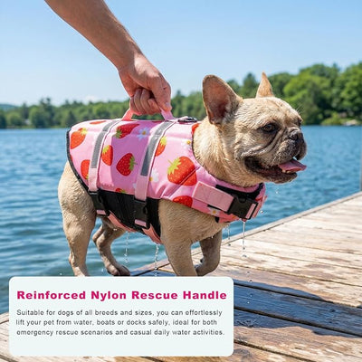 Doglay Dog Life Jacket, Dog Life Vest for Swimming Boating, Adjustable Puppy Life Jacket with Reflective Stripes, Superior Buoyancy Pet Swimming Vest for Small Medium and Large Dogs