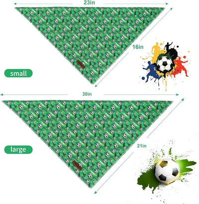 Boy Dog Bandana - Green Soccer Sport Dog Bandana for Medium Large Dogs, Cute Male Dogs Neck Scarf Pet Bib, Soft Triangle Scarf Summer Pet Accessory L