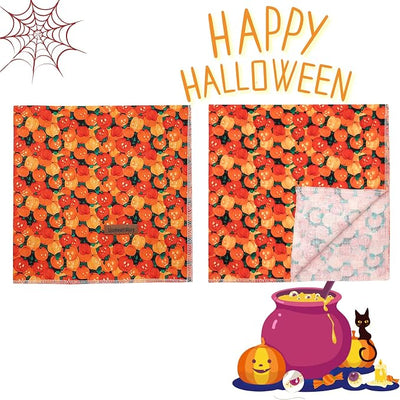 Lionheart glory Pumpkin Dog Bandana 1 Pack Washable Soft Dog Scarf, Square Adjustable Girl or Boy Dog Bandanas for Small Dogs and Cats