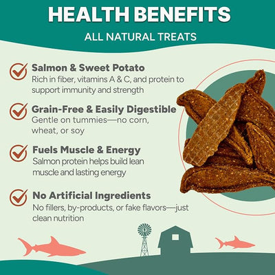 Gaines Family Farmstead Salmon & Sweet Potato Fillets for Dogs – 8 oz, All-Natural Soft Chews, Wild-Caught Alaskan Salmon, Limited-Ingredient Dog Treats, Made in USA